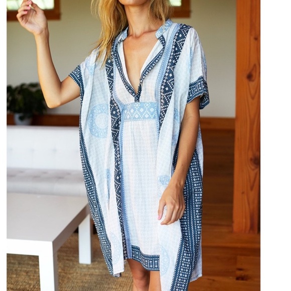 INDIA COLLECTION BY EMERSON FRY
Cerulean Emerson Short Caftan NET O/S - Picture 2 of 8